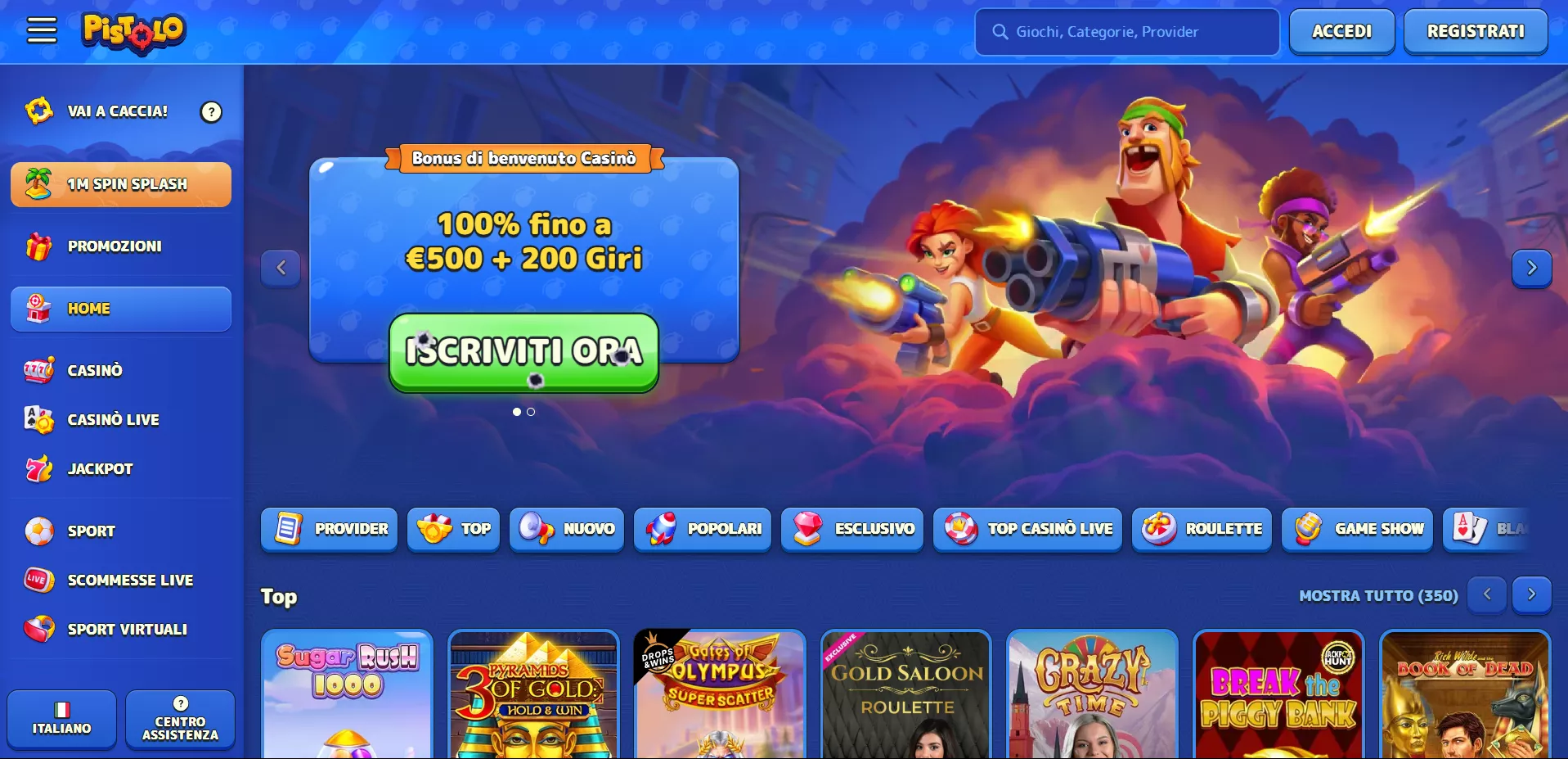 Pistolo Pagina principale